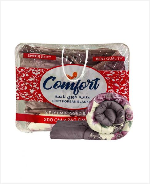 COMFORT DOUBLE KOREAN BLANKET ASSORTED 200X240CM