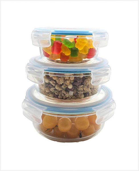 ROYAL BLUE BOROSILICATE GLASS CONTAINER 3PCS SET RYB103HHL00970