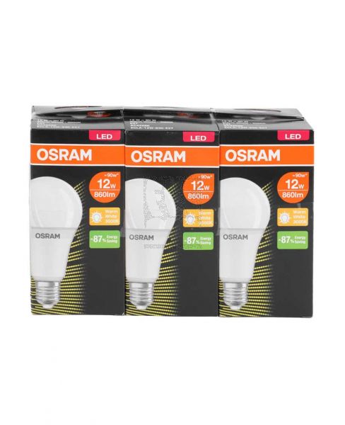 OSRAM LED WARM WHITE 12W (PIN) 3PCS B22