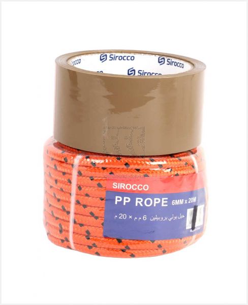SIROCCO POLYPROPYLENE ROPE (NYLON) 6X20M + PACKING TAPE 48MMX50YX45MM