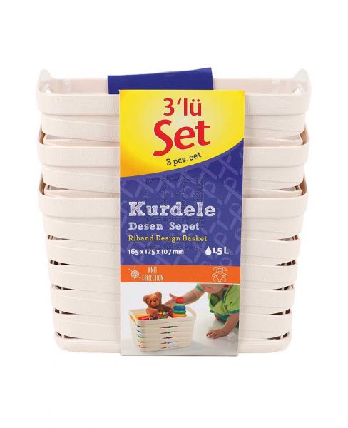 UCSAN RIBAND DESIGN BASKET 3PCS/SET 1.5LTR M-3928