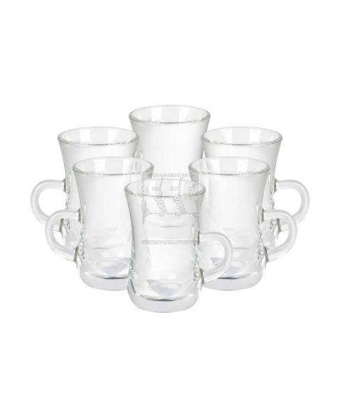 DIAMONDS GLASS CUP WITH SMALL HANDLE SET 6PCS 100ML DM261
