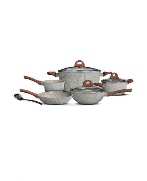 HOMEWAY MARBLE COOKWARE SET FORGED 9PCS HW3698