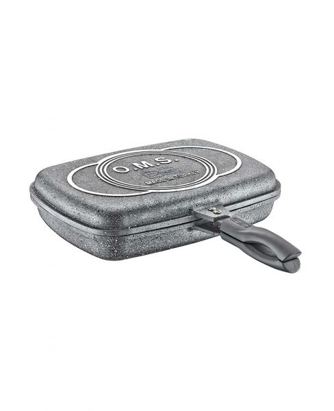 OMS GRANITE DOUBLE SIDED MULTI FUNCTIONAL TRIANGLE GRILL PAN 36CM TOM004