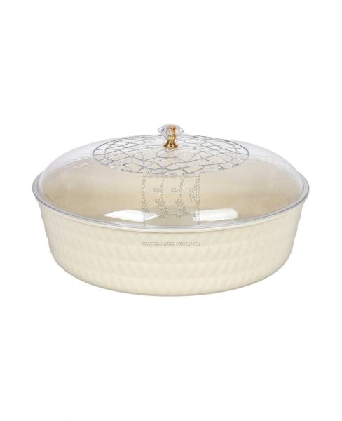 ACRYLIC ROUND SERVING TRAY WITH LID 2-175