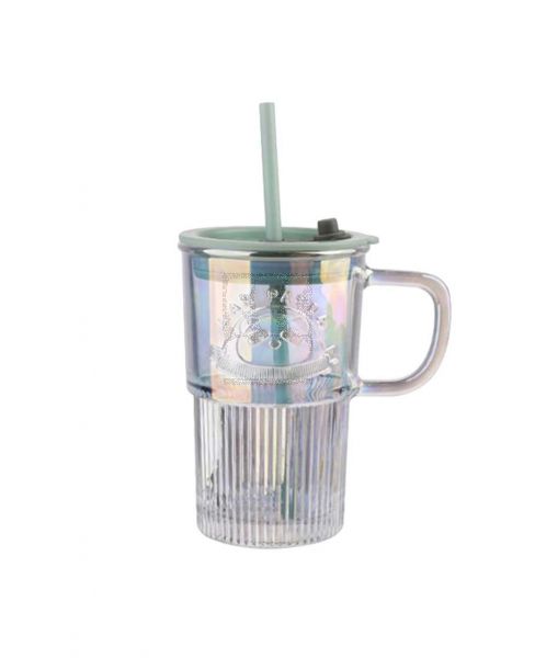 ROYAL BLUE GLASS WITH STRAW ASSTD 400ML