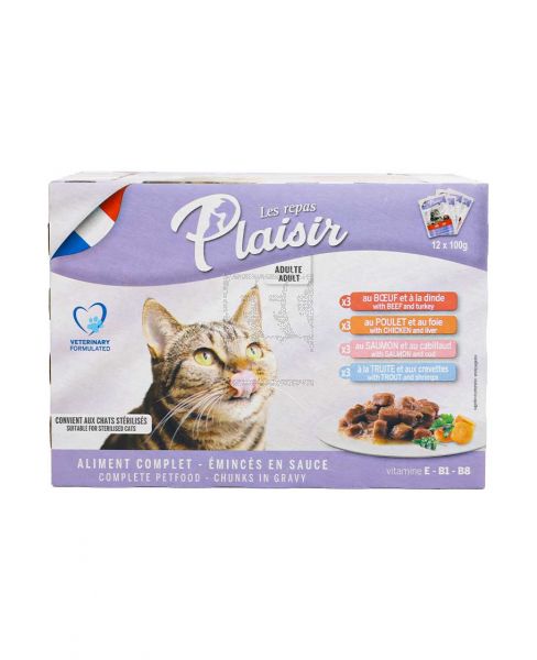 PLAISIR CAT FOOD ASSORTED FLAVOR 100GM