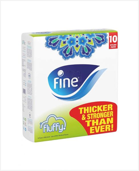 FINE FLUFFY WHITE STERILIZED FACIAL TISSUES 200 X2PLY