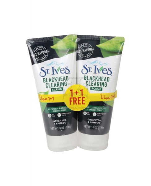ST. IVES BLACKHEAD CLEARING GREEN TEA SCRUB 2X170GM