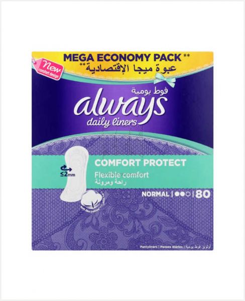 ALWAYS DAILY LINERS COMFORT PROTECT NORMAL 80'S #PA213-0