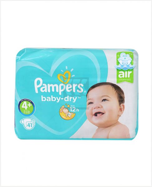 PAMPERS BABY DRY DIAPERS MAXI 4+ 10-15KG 41PCS