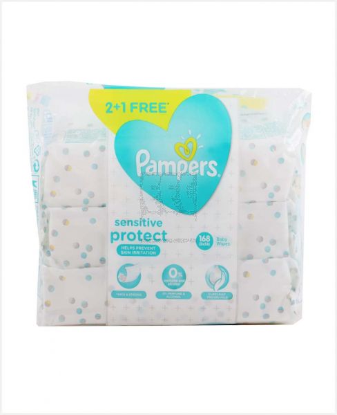 PAMPERS SENSITIVE BABY WIPES 2+1 FREE (3X56'S) #PS165-02