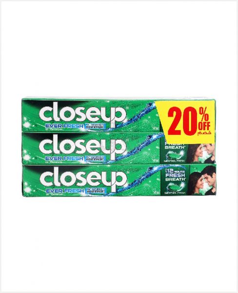 CLOSE UP MENTHOL FRESH TOOTHPASTE 3X145ML @20% OFF