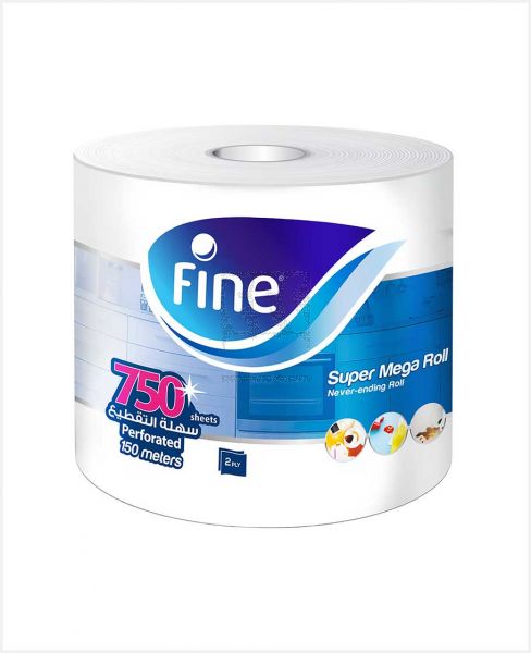 FINE  MEGA ROLL TOWEL 2PLY 750 SHEETS