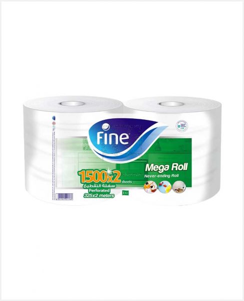 FINE MEGA ROLL TOWEL 1PLY 2SX1500 SHEETS (PERFORATED)