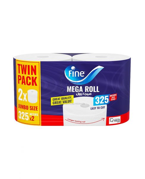FINE MEGA ROLL TOWEL 1PLY 325METERS X 2PCS