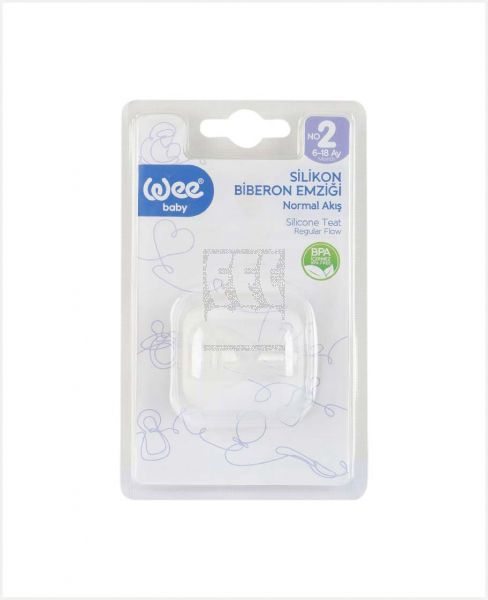 WEE BABY SILICONE TEAT ORTHODONTICAL REGULAR FLOW 6-18M NO.2