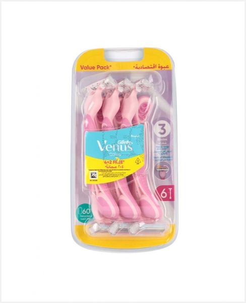 GILLETTE VENUS 3 PINK DISPOSABLE RAZORS 6'S