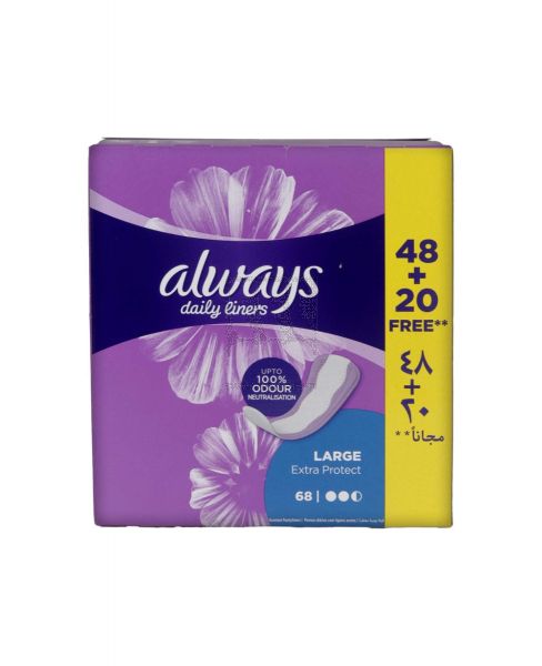ALWAYS DAILY LINERS EXTRA PROTECT LARGE 68S