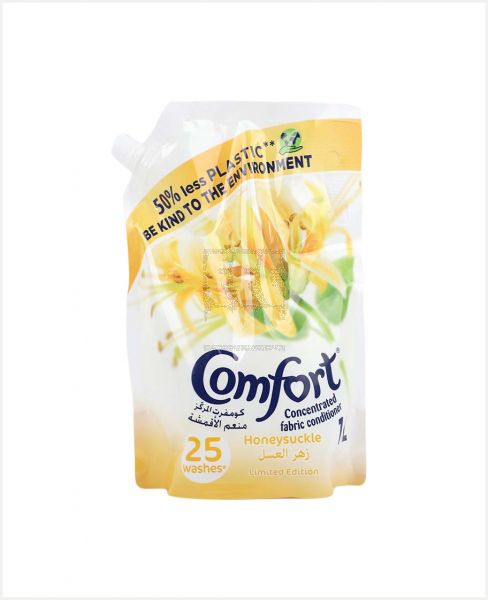 COMFORT FABRIC CONDITIONER HONEY SUCKLE POUCH 1LTR
