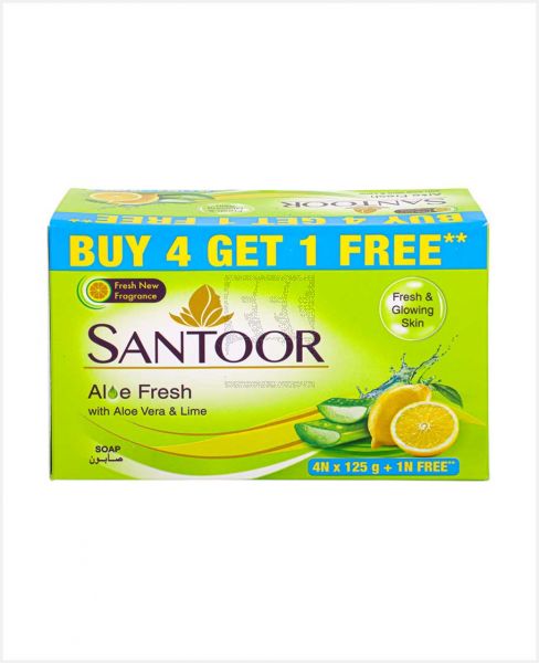 SANTOOR ALOE FRESH SOAP 125GM 4+1 FREE