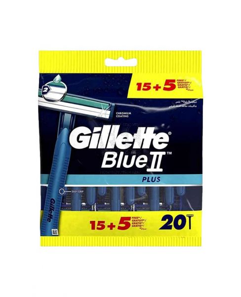 GILLETTE BLUE II PLUS  DISPOSABLE RAZORS (15S+5FREE)