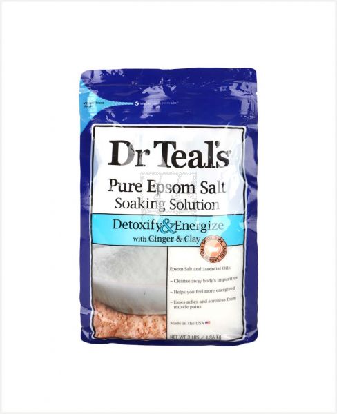 DR TEAL'S PURE EPSOM SALT DETOX&ENERGZE W/GINGER&CLAY 1360GM