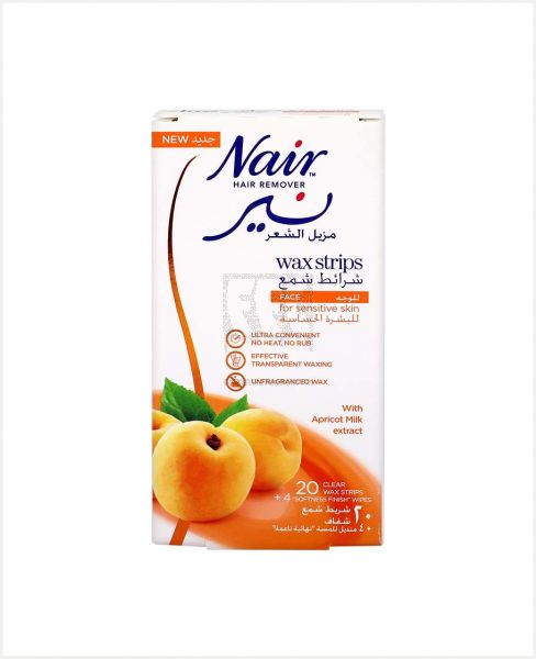 NAIR FACE WAX STRIPS WITH APRICOT MILK EXTRACT 20PCS