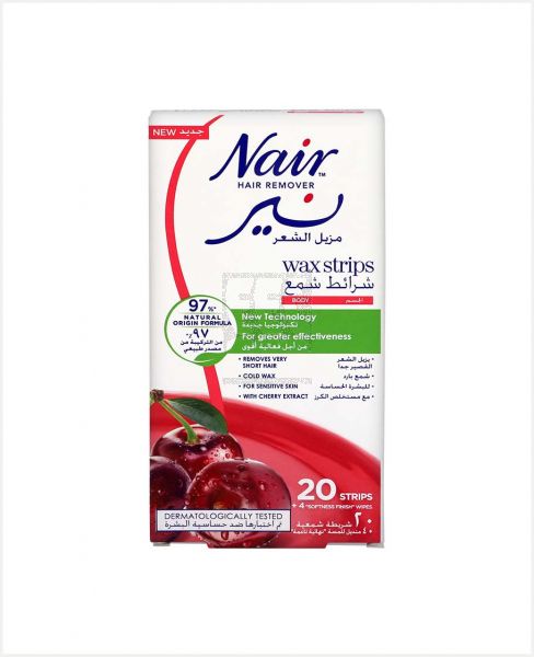 NAIR BODY WAX STRIPS WITH CHERRY EXTRACT 20PCS