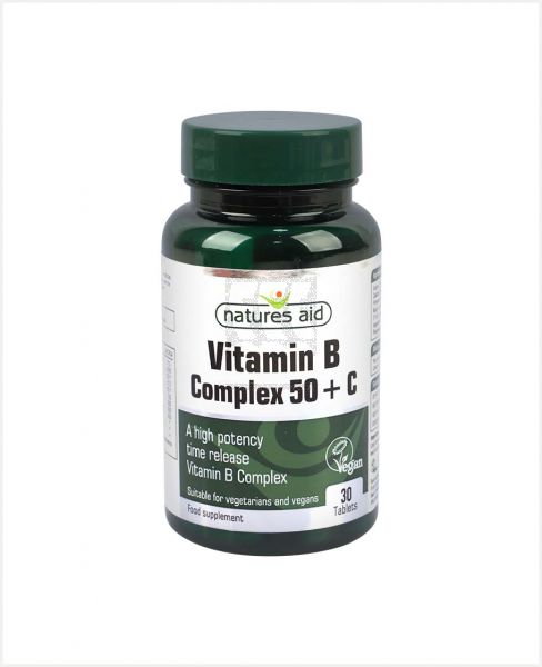 NATURES AID VITAMIN B COMPLEX 50+C 30 TABLETS