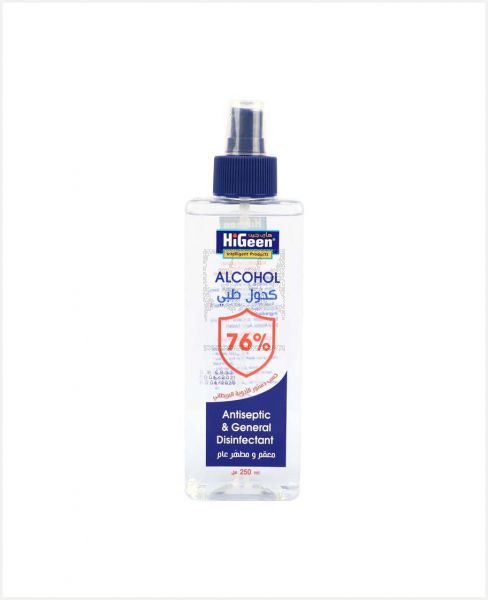 HIGEEN 76% ANTISEPTIC&GENERL DISINFECTNT ALCOHOL SPRAY 250ML