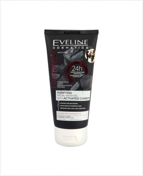 EVELINE FACEMED+ FACIAL WASH GEL WITH ACTIVATED CARBON 150ML