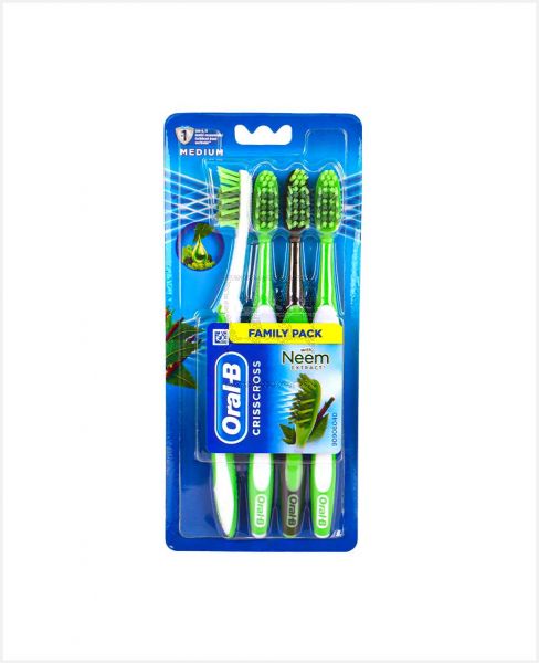 ORAL-B CRISS CROSS TOOTHBRUSH W/NEEM EXTRACT MED 4S FAM.PACK