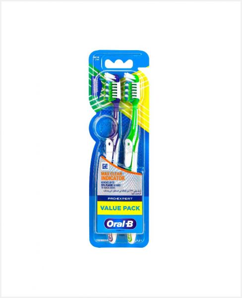 ORAL-B MAX CLEAN INDICATOR TOOTHBRUSH SOFT 2PCS VALUE PACK