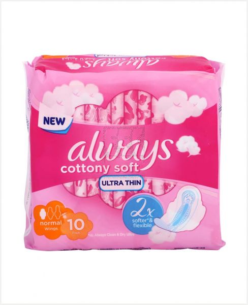 ALWAYS COTTONY SOFT ULTRA THIN NORMAL WINGS PADS 10PCS