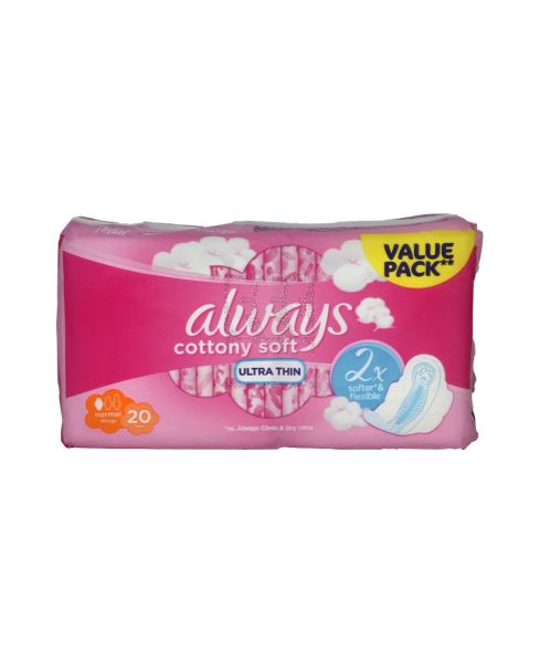 ALWAYS COTTONY SOFT ULTRA THIN NORMAL WINGS PADS 20PCS VPACK