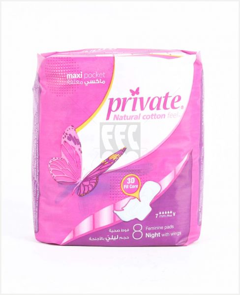 PRIVATE MAXI POCKET 8 FEMININE PADS WITH WINGS
