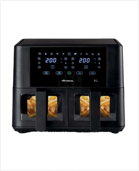 ARIETE DUAL AIR FRYER 9L GLASS BLACK 4631