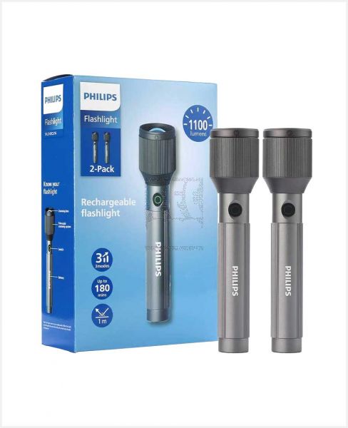 PHILIPS RECHARGEABLE LED FLASH LIGHT 3SC 2PACK SFL2143C2/56