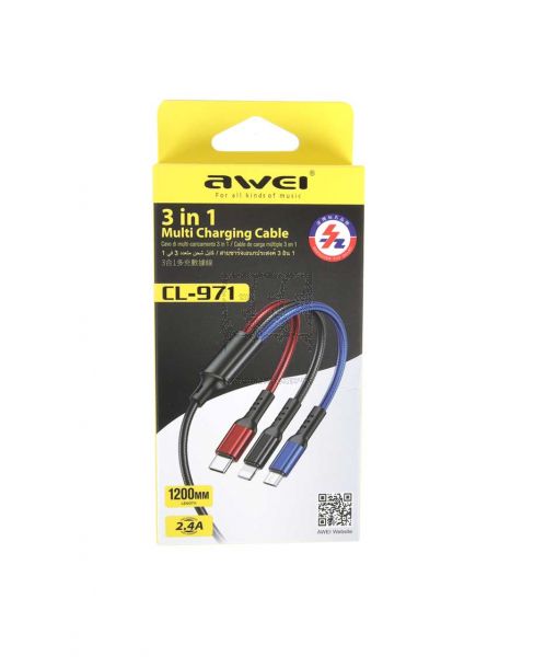 AWEI 3IN1 MULTI CHARGING CABLE 1200MM CL-971