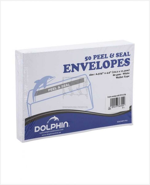 DOLPHIN ENVELOPES WHITE PEEL & SEAL 6.375" X4.5" 50 #806344