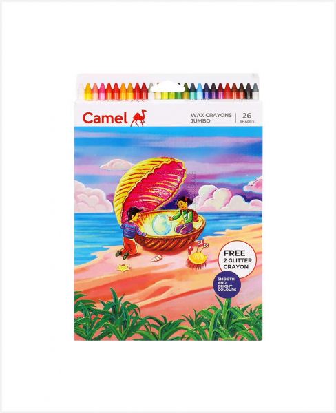 CAMEL WAX CRAYONS JUMBO+2GLITTER 26 SHADES 4523520