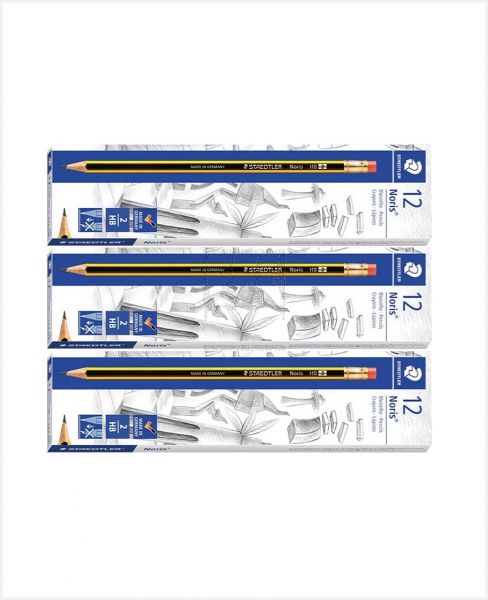 STAEDTLER NORIS PENCIL WITH RUBBER TIP 2+1 PACK STP-PACK-355