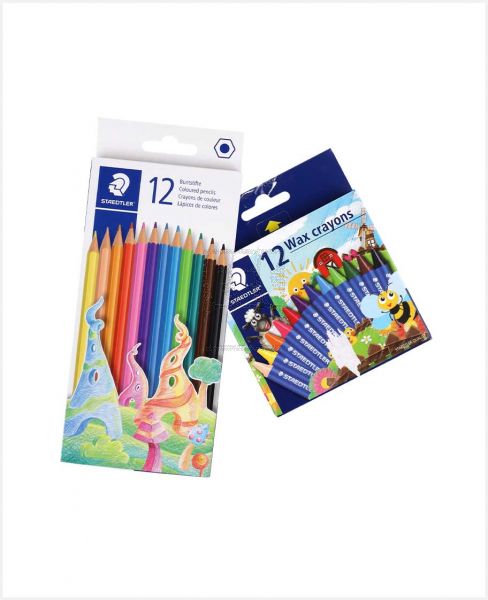 STAEDTLER COLOUR PENCIL 12S+WAX CRAYON 12S STP-PACK-412