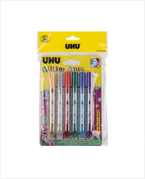 UHU GLITTER GLUE ORIGINAL 6X10ML+GLITTER GLUE SHINY 6X10ML UH39040+39110