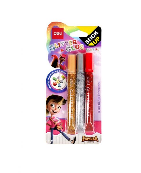 DELI GLITTER GLUE 3PCS 12ML A71001