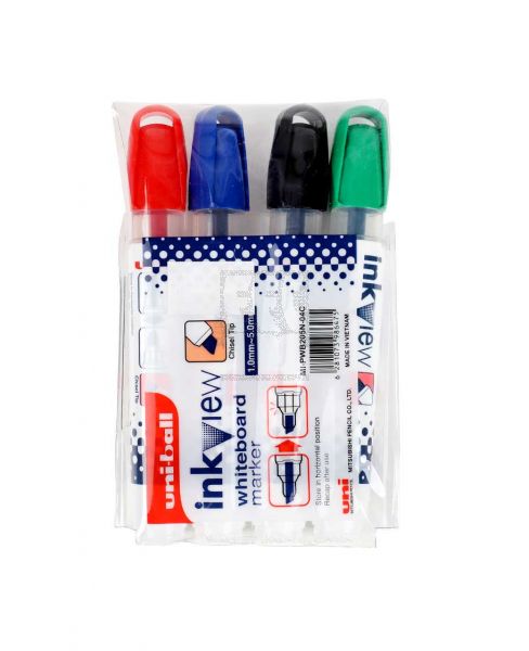 UNI-BALL INKVIEW WHITE BOARD MARKER CHISEL MI-PWB205N-04C