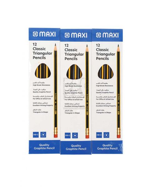 MAXI CLASSIC TRI GRAPHITE PENCIL HB WITH RT 12PCS MX-2020HB3PKT