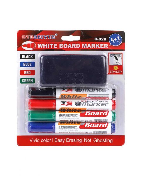 BYBBEIYUE WHITE BOARD MARKER 4PCS & ERASER B-828