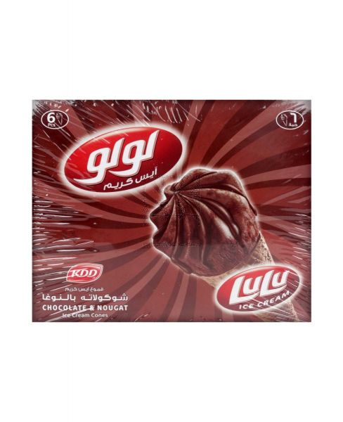 KDD LULU ICE CREAM CHOCOLATE & NOUGAT CONE 100ML